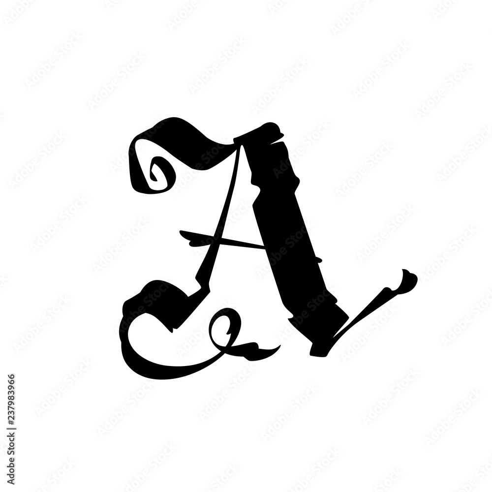 The letter A in the Gothic style. Latin capital letter symbol A ...