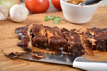 Poster - Barbecue ribs on a cutting board