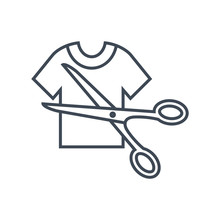 Thin Line Icon Cutting Clothes Using Scissors