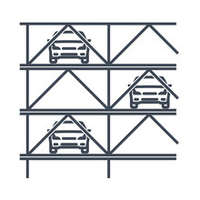Thin Line Icon Multi Storey Car Park, Parking Building