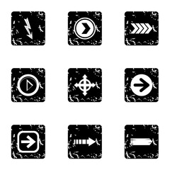 Poster - Kind of arrow icons set. Grunge illustration of 9 kind of arrow vector icons for web