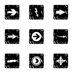 Poster - Cursor icons set. Grunge illustration of 9 cursor vector icons for web