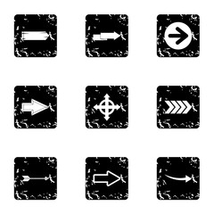 Poster - Pointer icons set. Grunge illustration of 9 pointer vector icons for web