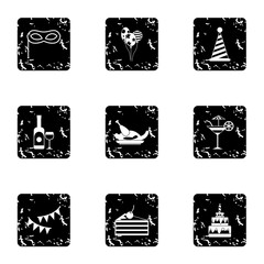 Wall Mural - Holiday icons set. Grunge illustration of 9 holiday vector icons for web