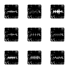Poster - Music track icons set. Grunge illustration of 9 music track vector icons for web