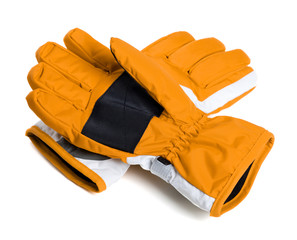 Wall Mural - Pair of winter ski gloves on white