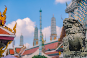 Wat Phra Kaeo, Temple of the Emerald Buddha and the home of the Thai King. Wat Phra Kaeo is one of Bangkok's most famous tourist sites and it was built in 1782 at Bangkok, Thailand.