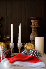 Wall Mural - Decoration candles merry christmas and happy new year