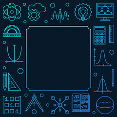 Poster - Science, technology, engineering and math blue square frame. Vector STEM concept illustration on dark background