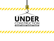 Under Construction Website Page With Black And Yellow Striped Borders Vector Illustration. Border Stripe Web, Warning Banner