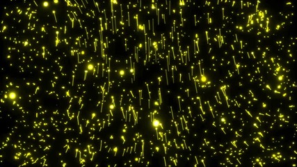 Poster - Golden fireflies rise up.Abstract background with moving and flicker particles.