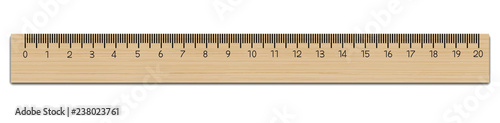 Fotografía Realistic School wooden measuring ruler 20 centimeter.