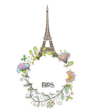 Paris, Eiffel Tower With A Floral Design