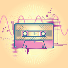 Sticker - Audio cassette funky modern music design