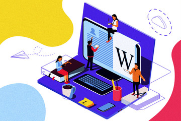 Wall Mural - isometric concept education. illustration for online education, online training, internet studying, 
