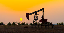 Oil Derrick Pumping Crude