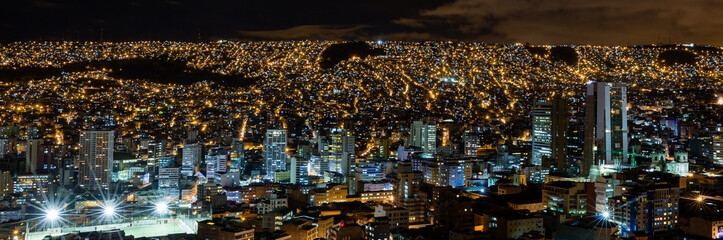 Wall Mural - La Paz city panorama by night