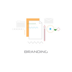 Poster - new startup business project development branding concept line style isolated