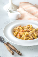 Canvas Print - Portion of Shrimp Alfredo Pasta