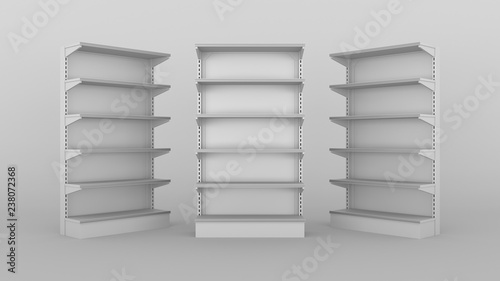 Download Set Of White Empty Store Shelves Retail Shelf Rack Showcase Display Mockup Template Ready For Your Design 3d Rendering Isolated On White Background Stock Photo Adobe Stock