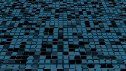 Poster - Grid of squares tilted.Loopable abstract digital technology background made of particles. 3d render with depth of field.