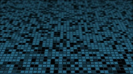 Poster - Grid of squares tilted. Depth of field.Loopable abstract digital technology background made of particles. 3d render with depth of field.