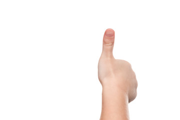 child hand with thumb up