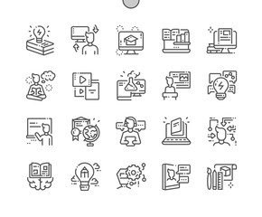 Fototapete - Learning Well-crafted Pixel Perfect Vector Thin Line Icons 30 2x Grid for Web Graphics and Apps. Simple Minimal Pictogram