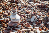 Fototapeta Desenie - balanced rocks at seaside. rocky beach on sunset. close up