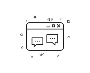 Poster - Browser Window line icon. Chat speech bubbles sign. Internet page symbol. Geometric shapes. Random cross elements. Linear Browser Window icon design. Vector