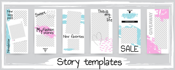Trendy editable template for social networks stories, vector illustration.