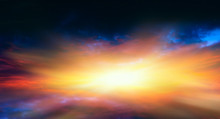 Abstract Big Explosion . Light From Sky . Religion Background . Beautiful Cloud . Background Sky At Sunset And Dawn .