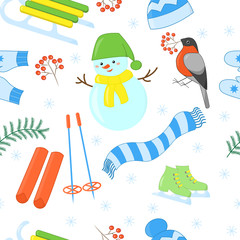 Wall Mural - Vector winter seamless pattern