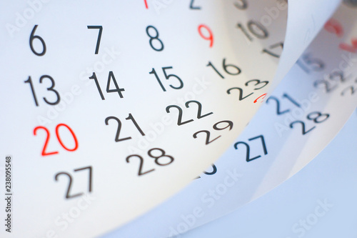 Cuadros en Lienzo Close up a blue toned calendar page