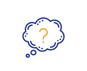Poster - question mark line icon. quiz chat bubble sign. colorful outline concept. blue and orange thin line 