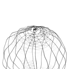 Poster - Abstract 3d sphere made of points. Futuristic technology style. Sphere particles. Background vector. Plexus effect.