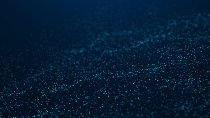 Poster - Wave Glow. Wave of particles. Wave 3d. 3d rendering. Futuristic green dots background with a dynamic wave. Abstract Big Data Visualization.