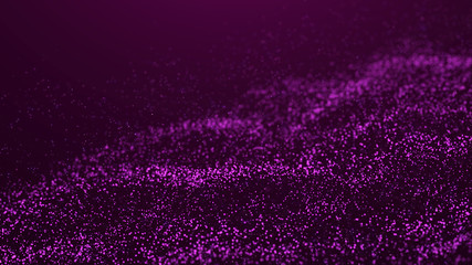 Poster - Wave Glow. Wave of particles. Wave 3d. 3d rendering. Futuristic green dots background with a dynamic wave. Abstract Big Data Visualization.