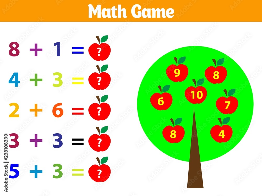 Mathematics educational game for children. Vector illustration Stock ...