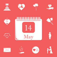 Poster - calendar 14 may icon. Detailed set of mother day icons. Premium graphic design. One of the collection icons for websites, web design, mobile app