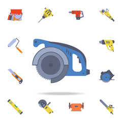 Poster - color electric cutter icon. Detailed set of color construction tools. Premium graphic design. One of the collection icons for websites, web design, mobile app