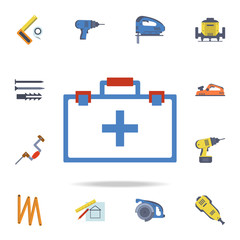 Poster - color first aid kit icon. Detailed set of color construction tools. Premium graphic design. One of the collection icons for websites, web design, mobile app