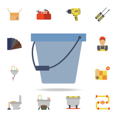 Poster - color bucket icon. Detailed set of color construction tools. Premium graphic design. One of the collection icons for websites, web design, mobile app