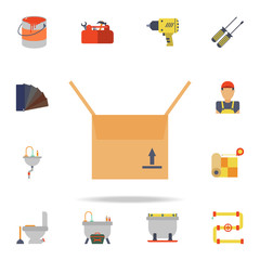 Poster - color open box for transportation icon. Detailed set of color construction tools. Premium graphic design. One of the collection icons for websites, web design, mobile app