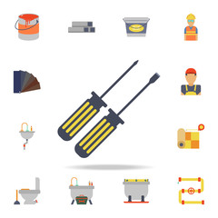 Poster - color screwdrivers icon. Detailed set of color construction tools. Premium graphic design. One of the collection icons for websites, web design, mobile app