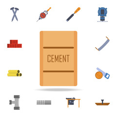 Poster - color bag of cement icon. Detailed set of color construction tools. Premium graphic design. One of the collection icons for websites, web design, mobile app