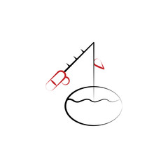 Poster - Camping, fishing 2 colored line icon. Simple hand drawn color element illustration. Camping, fishing outline symbol design from camping set
