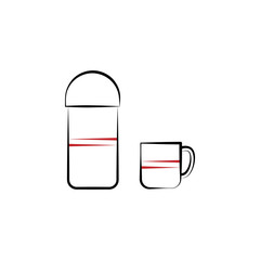 Poster - Camping, thermo 2 colored line icon. Simple hand drawn color element illustration. Camping, thermo outline symbol design from camping set