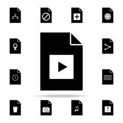 Poster - play sign on document icon. File and documents icons universal set for web and mobile