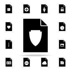 Poster - shield on document icon. File and documents icons universal set for web and mobile